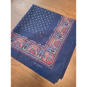TED LAPIDUS PARIS Scarf‎ PAISLEY ART RED BLUE 30" SQUARE